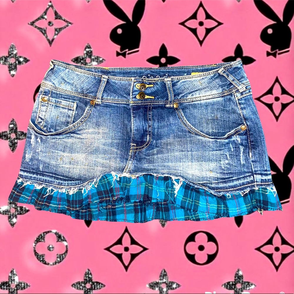🦋 Vintage Y2K Low Rise Denim Flare Hem Skirt 🦋